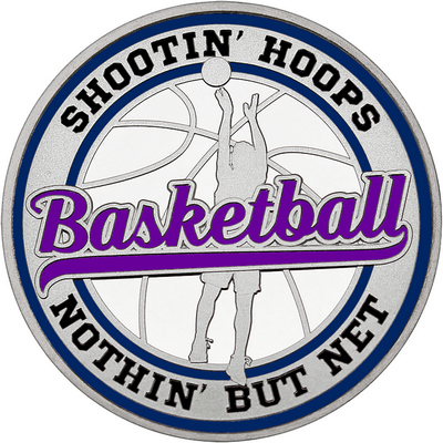 Purple "Basketball" with Navy Blue Outer Circular Borders